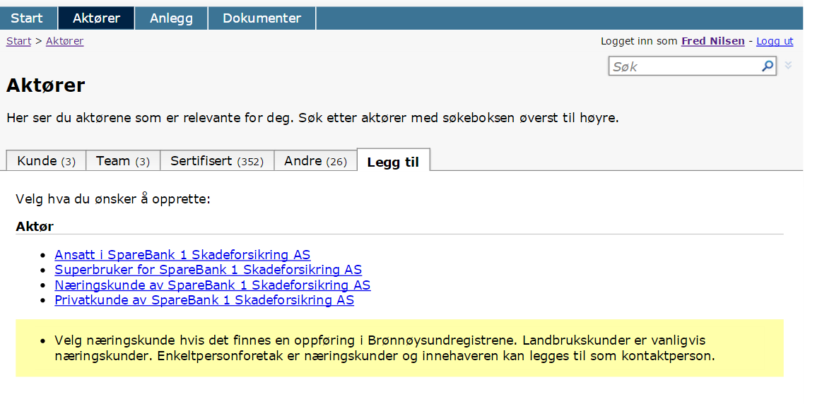 Forsikring finn anlegg Hvert forsikringsselskap har tilgang til de anlegg som de er relatert til. Forsikringsselskapenes ansatte kan søke opp andre anlegg når gårdsnr., bruksnr. og kommunenr.