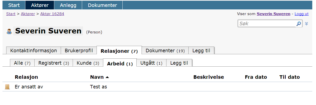 Aktører - generelt Aktører er sertifiserte kontrollører, sertifiserte foretak, forsikringsansatte, forsikringsselskap og eier/kunde. Aktører kan legges til som relasjon til anlegg.