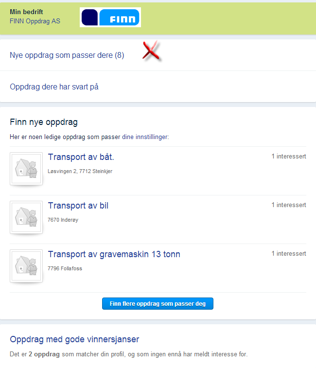 Finn oppdrag som passer I tillegg til mail har dere tilgang til alle oppdragene på «Min bedrift» «Nye oppdrag som passer dere» er oppdrag dere ikke har meldt interesse på, men som passer deres