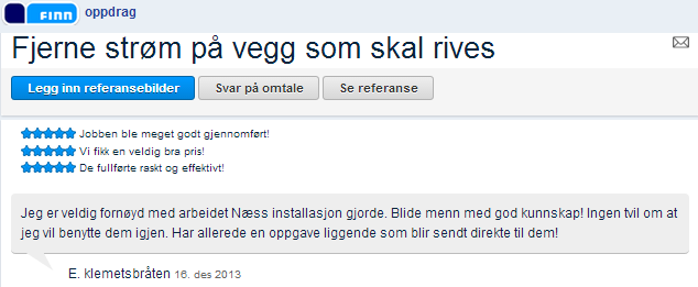 Omtale på utført oppdrag Oppdragsgiver kan legge inn en omtale på hvordan de mener dere har utført jobben, og