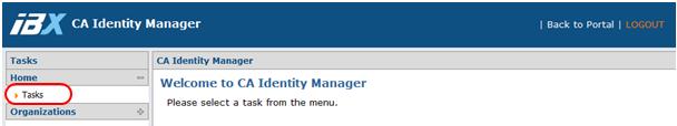 Klikk Maintain Profile and Password-lenken under Administration-delen. 4. Systemet viser IdentityManager-hjemmesiden. Figur 4: Identity Manager 5.