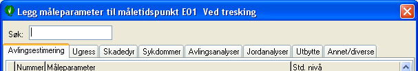 være aktuelt å foreta målinger i alle ruter. For å kunne gjøre det, skal man først fjerne markeringen av led som det ikke skal måles i. 1. Velg måleparameter. 2.