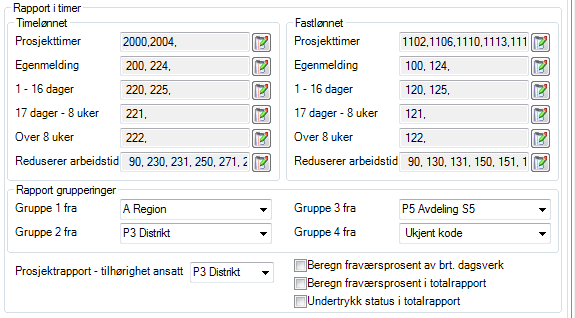 Fravær timer per aktivitet Fraværsrapport per aktivitet. Programmet beregner antall arbeidsdager per måned, disse kan overstyres i bestillingsbilde.