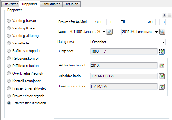 Fraværsprosent kan beregnes ut fra periodens timefasit (mulig dagsverk før reduksjon for ferie/permisjoner) eller individuell timefasit etter reduksjon.