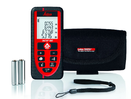 Leica DISTO TM DXT Bæreveske Håndrem 2 AAA batterier Manual på CD Sikkerhetsinformation Quickstart guide Produsentens Inspeksjonssertifikat Artikkelnummer Leica DISTO DXT 774697 Leica DISTO DXT JP