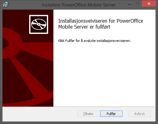 Introduction Ved å trykke Installer så vil PowerOffice Mobile Server