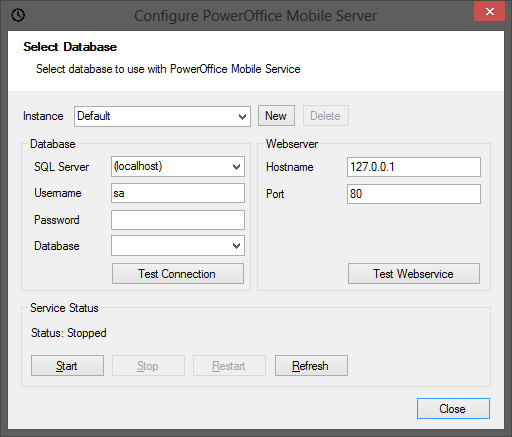 8 PowerOffice Mobile Server PowerOffice Mobile server blir installert på et forhåndsbestemt plassering: C:\Program Files (x86) \PowerOffice\MobileServer Om installasjonen er på et 32 bits