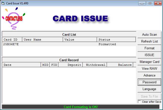 Camptrac bruker programmet card issue for å utstede og redigere camptrac kort, og manager kort.