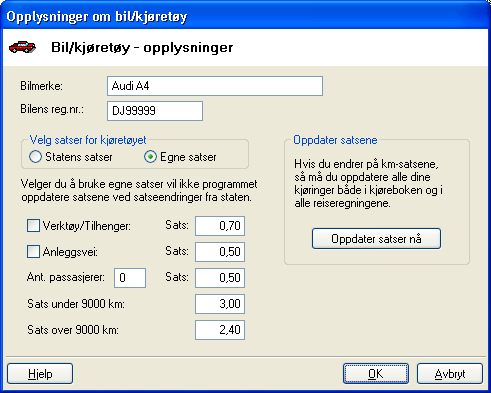 REISEREGNING en postboksadresse. Skriv inn riktig postnummer i det første feltet for Postnr./sted og trykk på TAB-tasten. Da fylles automatisk riktig poststed inn i det andre feltet.