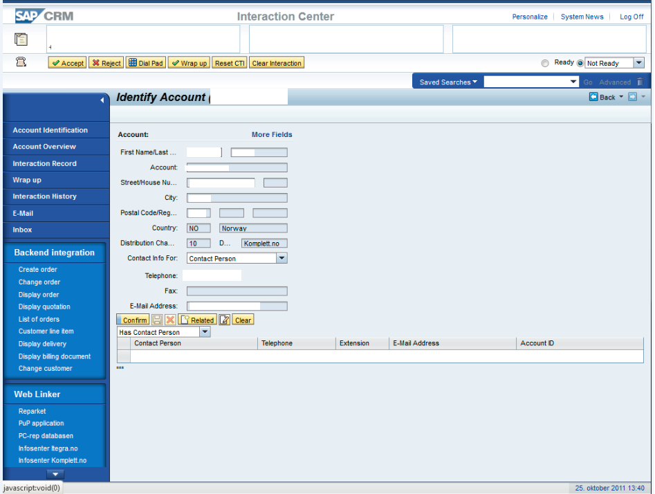 CRM Integrasjon mot