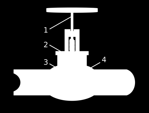 Den vanligste formen for 3-veis ventiler er 3-veis kuleventil. Figur 17 Treveis kuleventil forklart grafisk 2.3.3.3 SETEVENTILER Prinsippet for en seteventil er at man har et sete (3) som presses mot en tettningsflate.