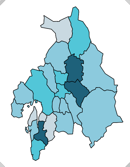 Regional sammenheng Kommune Prosentvis vekst