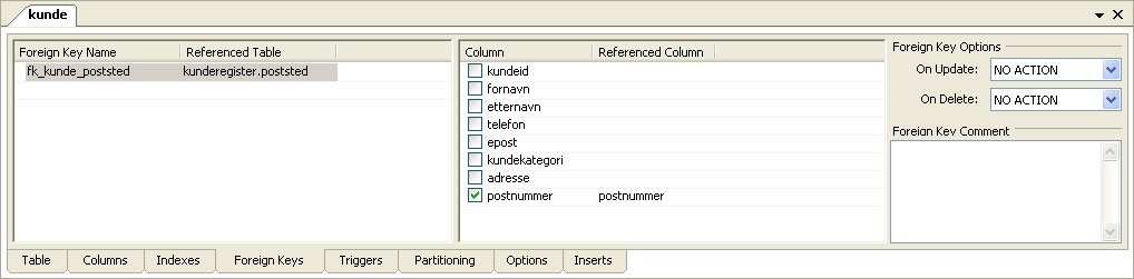 Utvikling av dynamiske websider 11 Marker kolonnen postnummer i kunde-tabellen, og klikke på knappen Pick Referenced Columns i informasjonsboksen for å bytte modus.