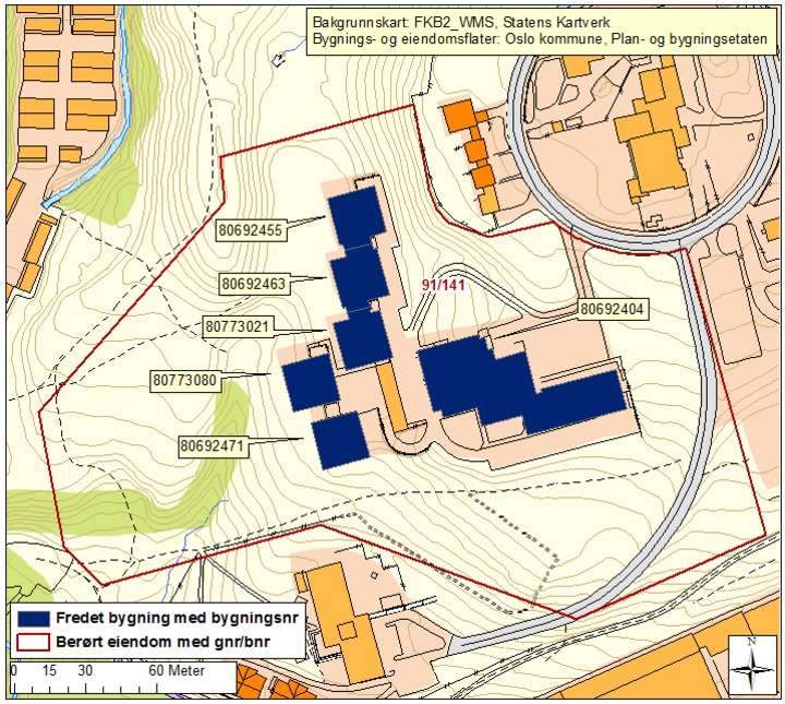 Forskrift om fredning av Statens kulturhistoriske eiendommer, kapittel 9 BREDTVETVEIEN 4/6/8/10, OSLO Kommune: 301/Oslo kommune Gnr/bnr: 91/141 Referanse til landsverneplan: Omfang fredning Byggnavn