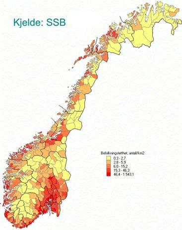 Potensiale i Norge og vidare? Source: SSB Mange byar og tettstader kan bruke energi frå sjø! Befolkninga bur stort sett langs kysten.
