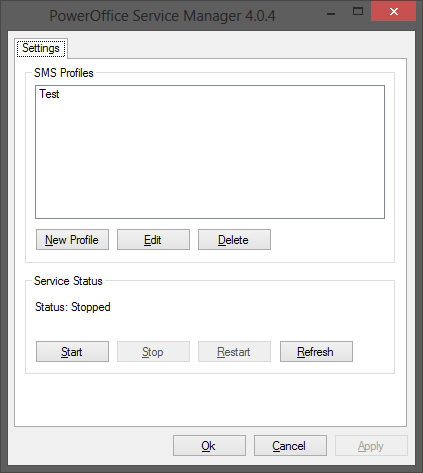 10 PowerOffice Server Service Her vil du se en oversikt over alle Profilene som er laget.