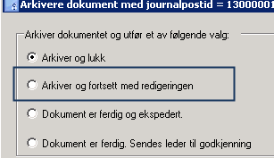 15 Lagre og produsere: Fra word og tilbake til ESA Klikk på ESA Arkiver Disken Velg ferdig og ekspeder NYHET: Her kan dere velge: Arkiver og fortsett med redigering da kommer dere tilbake til word