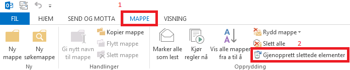 Outlook 2013: Gå på Mappe og