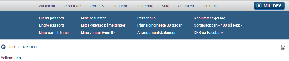 Innlogging Mitt DFS For å logge inn i Mitt DFS, trenger du en SkytterID. Den får du ved å kontakte ditt lokale skytterlag.