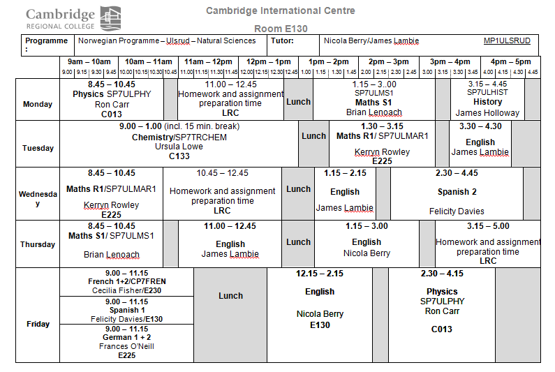 Timeplan