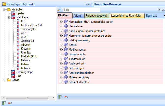 Tilleggsfunksjoner i Forum Pakker For å forenkle rekvireringen er det mulig å lage ferdige analysepakker i Fürst Forum. Mine pakker er brukerspesifikke. Felles pakker er felles for hele kontoret.