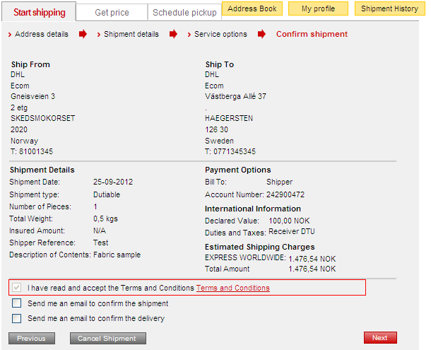 6 Bekreft forsendelsen Confirm Shipment 1.