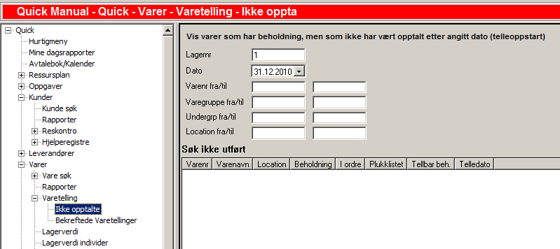 Hvis det er varer som skal endre lokasjon kan dette gjøres i samme rutinen. Angi da Ny lokasjon. Hvis en lokasjon skal blankes ut (fjernes for en vare) gjøres dette ved å legge inn. (punktum).