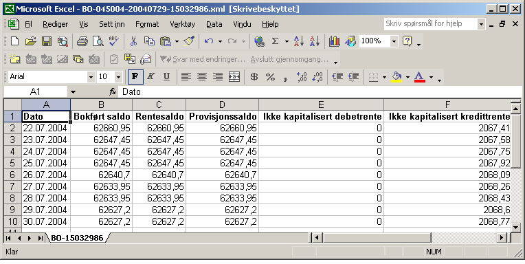 Til regneark Åpne filen Åpne ditt regnearkprogram, f.eks. Excel. I Excel kan du åpne filen fra banken på to måter: 1. Filen åpnes via Filer => Åpne.