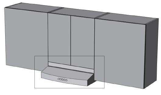 VENTILATORSKAP Ventilatorskap med justerbart frontpanel. Skapets sider og frontpanel kappes til ønsket høyde, etter hvor høy ventilatoren er. Sag fra utsiden.