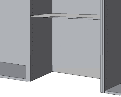 Ventilatorskap med justerbar bunn. Egnet for slimline ventilatorer. Hengslene er festet høyere enn på standard skap, slik at de går klar av ventilatoren.