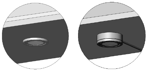 PLASSERING AV BELYSNING Lysrør og LED- spotlights har lav varmeutvikling og kan monteres i eller under skap. Vitrinebelysning med frontfelt monteres med fordel under en glasshylle.