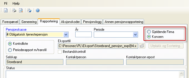 På denne måten kan du ha: konsern for de firmaene en saksbehandler har ansvar for. konsern for alle firmaene for rapportering f.eks til Arbeidstakerregisteret, Altinn og Pensjon. 2.7.