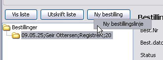 194 Her legger arkivaren inn brukernummeret til kunden og trykker på Søk/registrer bruker. Systemet henter brukerdata inn i skjermbildet eller viser et registreringsskjema hvis kunden ikke eksisterer.
