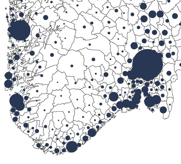 Some population figures (2008), source Statistics Norway Hordaland (463 000) Bergen (248 000) Oslo + Akershus (1 080 000)