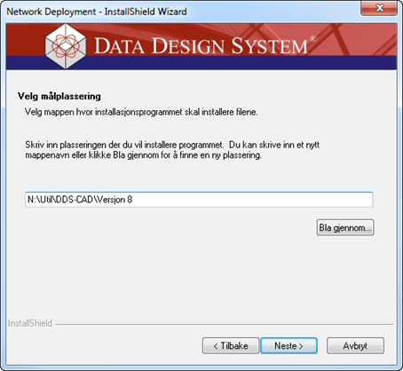 18 Nettverksinstallasjon I dialogen som så åpnes velges knappen [Bla gjennom] for å velge hvor i nettverket selve