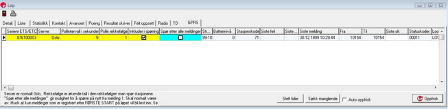 GPRS Kommunikasjon Dersom ets eller ECb er utstyrt med GPRS modem kan tidene hentes fra leserne via mobilnett.