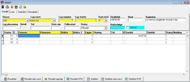 Stafett lag og deltakere Import av deltakere Det er mulig å importere deltakere / lag fra excel fil og fra Palisoft. Palisoft bruker tekstfiler for importen og disse kan også lages som tekstfiler.