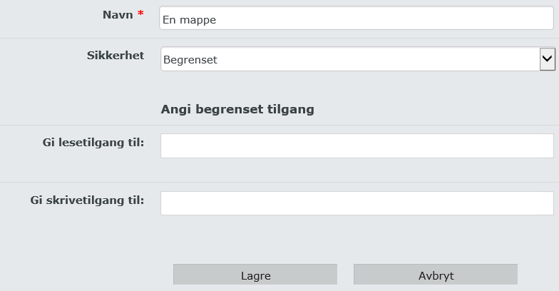 Tilgangsstyring på mappenivå Merk: Etter å ha satt "begrenset" på en mappe, vil det ta opptil 2