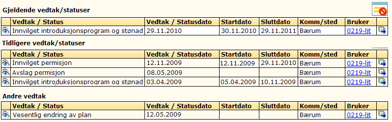 Fanen INTRO-VEDTAK Det er innført en mer leservennlig vedtaksfane med boks for