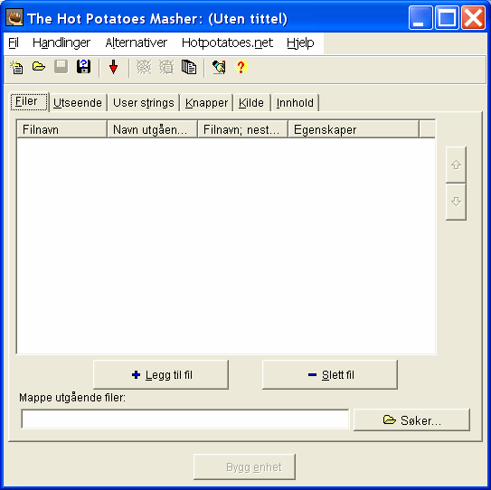 Lag enheter i Masher: Hvordan bygge opp en enhet i Masher: Velg hva du vil ha med og dra filene inn i skjermbildet som er viste under. Sett sidene i riktig rekkefølge og utforming på rullemenylisten.