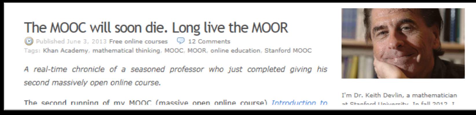 Ulike spådommer Sebastian Thrun (Mooc-pioner og grunnlegger av Udacity) sier at det om 50 år bare vil være rundt 10 globale tilbydere av