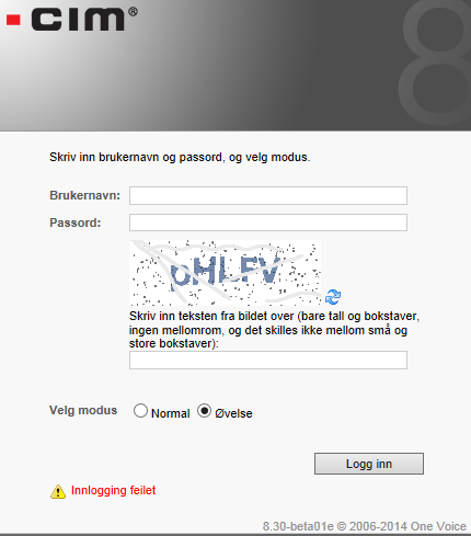 Generelt (2) Mulighet for bruk av Captcha dersom innlogging i CIM feiler et satt antall gang.