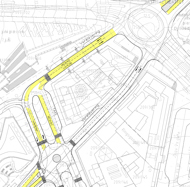 134-(140) SLUTTRAPPORT 14.4 Kombinasjonsalternativ B: Et kombinasjonsalternativ med toveisregulerte gater for buss/bil mellom Stortingsgata og Haakon VII's gate er modellert i VISSIM.
