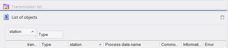 OPC Server - transmission list Control Centre Connect IT 104