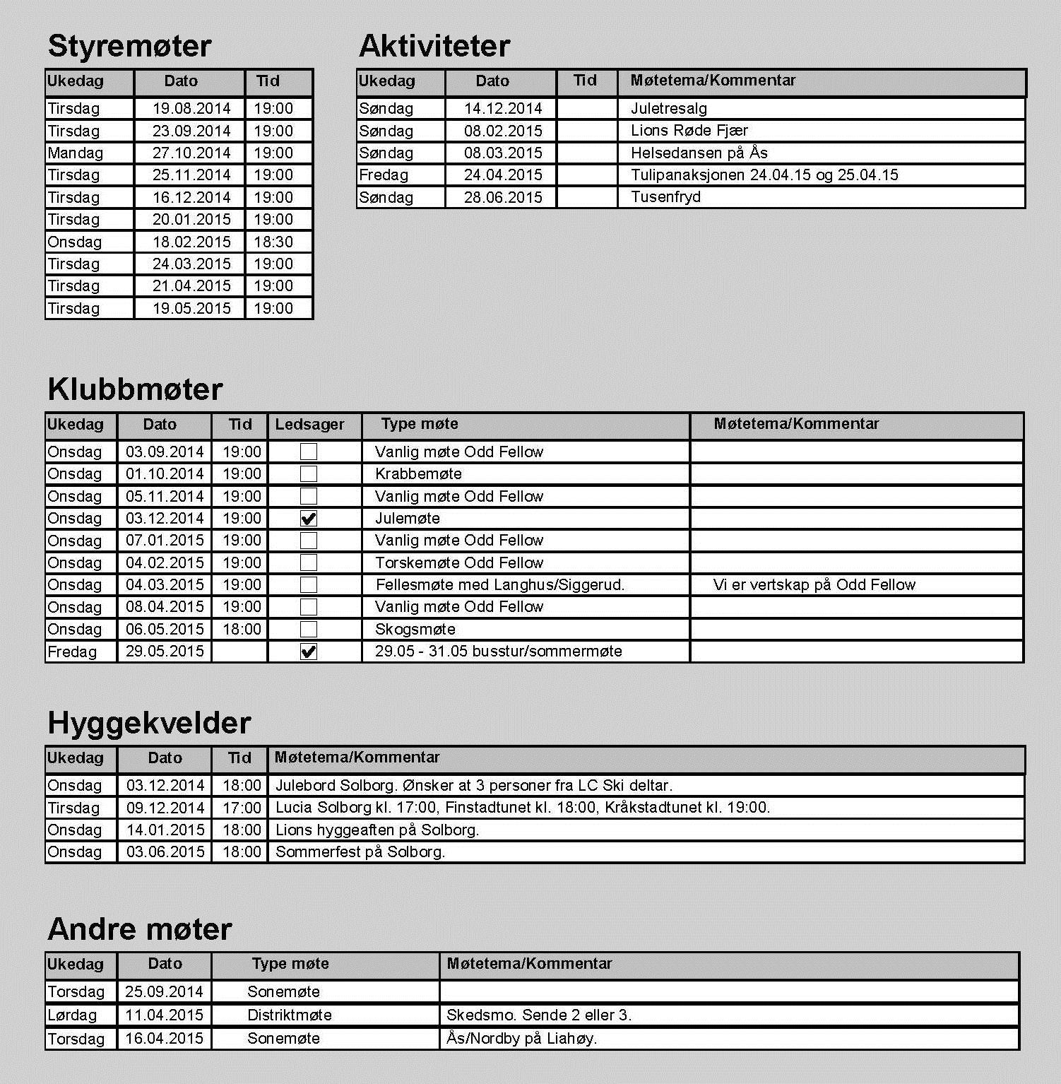 Årskalender 2014/2015