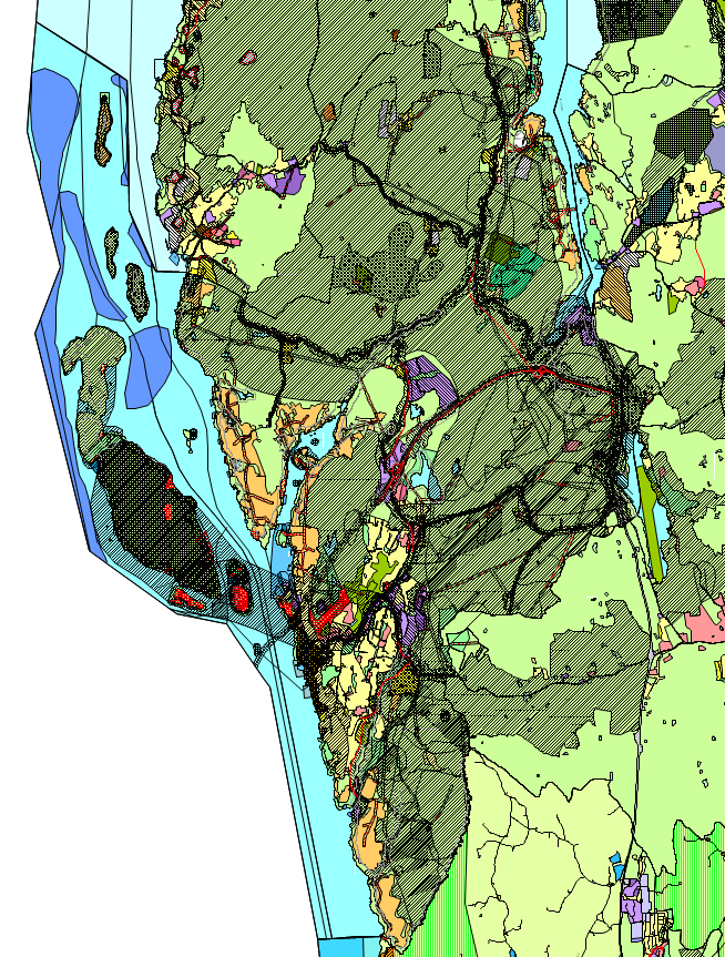Kartutsnitt av kommuneplanens arealdel Nesodden kommune.