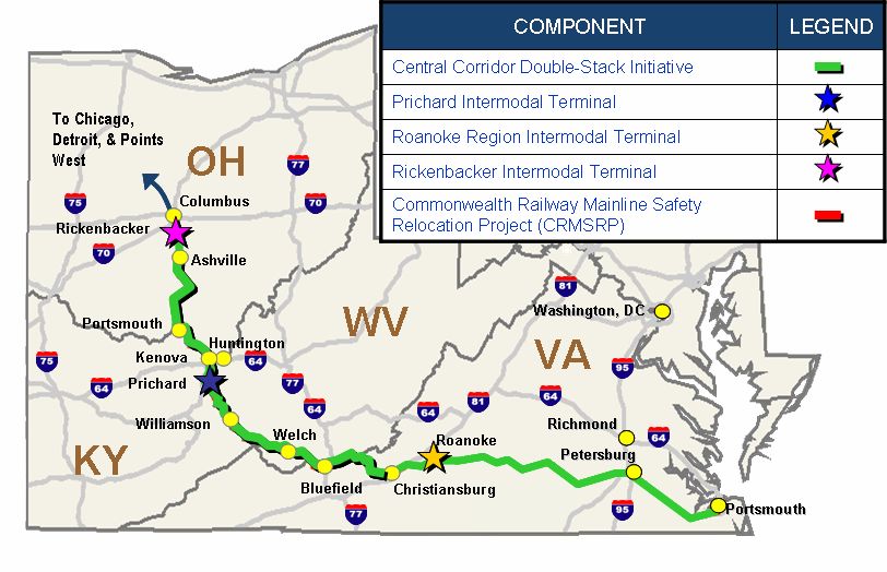 Vedlegg 3 Etablering av en intermodal terminal i Roanoke, USA. The Heartland Corridor.