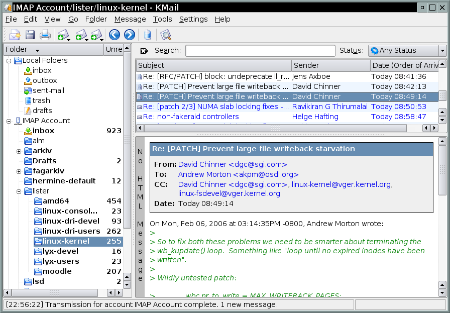 Programmer for web og e-post side 11 av 15 1.1.10 Kmail Kmail er et e-post program basert på KDE.