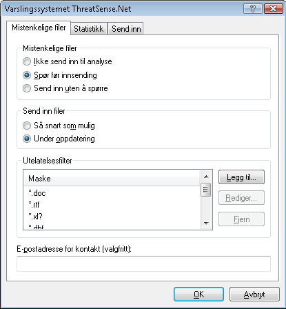 4.9 ThreatSense.Net Varslingssystemet ThreatSense.Net er et verktøy som kontinuerlig og umiddelbart informerer ESET om nye infiltrasjoner. Varslingssystemet ThreatSense.Net for toveistrafikk har ett mål å forbedre beskyttelsen som vi kan tilby deg.