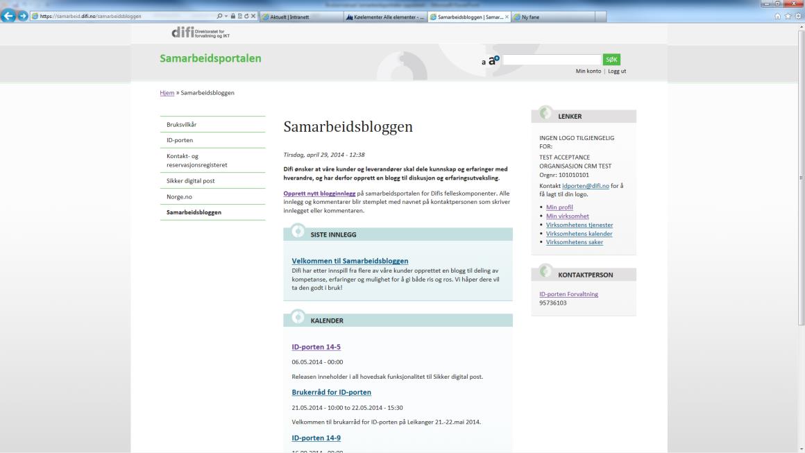 Samarbeidsbloggen Samarbeidsblogg Difi ønsker at våre kunder og leverandører skal dele kunnskap og erfaringer med hverandre, og har derfor opprettet en bloggfunksjon der alle virksomheter kan